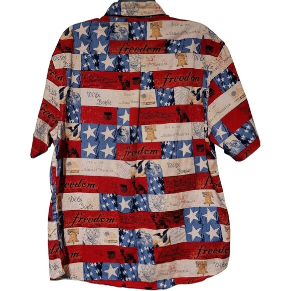 VTG Cotton Traders Sport Men's Medium Short Sleeve Button American Flag Freedom - Picture 3 of 4